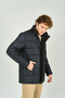 Men's Fur Lined Stand Collar Zipper and Snap Closure Coat 4000 Navy Blue - 3