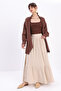 Stone-Colored 100% Cotton Muslin Fabric Flared Skirt