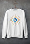 Eye Printed White Oversize Sweatshirt - 2