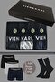 Men's Premium Boxed 3 Boxers (Black/Gray/Dark Blue) Set of 4 Bamboo Socks