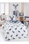 Junior Duvet Cover Set Single Deer Dark Blue - 4