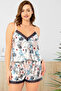 Plus Size Lace Floral Patterned Women's Satin Nightgown with Shorts