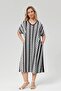 Women's Plus Size Relaxed Fit White Dress with Ethnic Details and Black Trim - 2