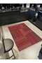 Maya Collection Red Themed Multicolored Lines Patterned Modern Decorative Carpet Maya04 - 3