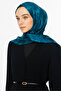 Petrol Blue Houndstooth Pattern Shiny Jacquard Shawl - 6