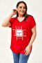 Women's Large Size Familia Printed Red Blouse - 2