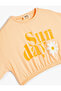 Crop T-Shirt Short Sleeve Crew Neck Printed Cotton - 3