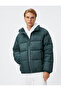 Puffer Jacket Stand Collar Zipper Label Printed Pocket Detailed - 3