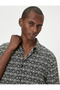 Short Sleeve Shirt Vintage Classic Collar Ethnic Pattern Viscose Fabric