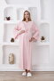 Buttoned Laced Collar Long Sleeve Maternity-Pregnancy Nightgown Set of 2 (Autumn-Winter)