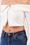 Zippered Open Shoulder White Cardigan Blouse - 7