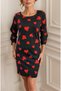  Women's Long Sleeve Crew Neck Diver Mini Length Dress - 6