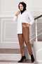 Elastic Waist Leather Trousers Tan - 3
