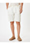 Linen Shorts with Cargo Pocket Detail Bermuda - 3