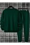 3 İplik Balance Sweatshirt Sweatpants Jogger - Nefti Green Printed Sweatpants Set Crew Neck - 3