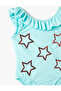 Star Patterned Strappy Swimsuit - Sequin Detailed - 3