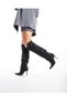Erin Buckle Detailed Black Suede 10 cm Women's Boots, Heeled Boots - 6