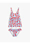Strappy Long Bikini Top and Ruffled Bottom Set