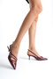 Ezra Three-Stripe Buckle Detailed Cherry 7 cm Women's Stiletto, High Heels - 2