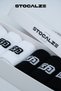 Unisex Black and White Tennis Socks. Box of 6 College Socks with Logo. - 7