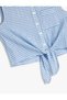 Waist Tied Crop Sleeveless Shirt - Gingham - 3