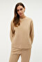 Women's Beige Color Ribbed Knitted Trousers - 2