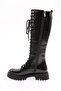 Women's Lace-Up Long Boots Black Patent Leather - 3262103 - 3