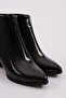 Si-07K Women's Pointed Toe Heeled Ankle Boots Black Wrinkled - 4