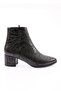 Si-07K Women's 22K Pointed Toe Heeled Ankle Boots Black Croco