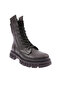 103-21015 Women's Lace-Up Back Stretch Detailed Boots Black Genuine Leather - 2