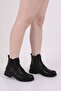 22515 Women's Lace up Zippered Boots Black Genuine Leather - 5