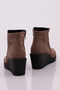 Women's Wedge Sole Ankle Boots Mink Suede Genuine Leather 336513 - 3