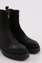 21542-22K Women's Thick Sole Zippered Boots Black Napa Genuine Leather - 4