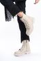 Women's Boots Zippered Inner Warm Asıtar Waterproof Non-Slip Rubber Sole Winter Lace-Up Beige Boots - 4