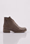 22K Women's Lace up Zippered Boots Mink Genuine Leather 251103171