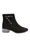Pm161-K0020 Pointed Toe Side Trocked Short Heel Women's Boots Black Suede