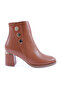 Women's Row Buckle Side Zipper Heeled Boots Brown 5172534