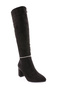 Black Suede Chain Women's Heeled Boots - 2