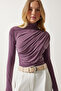 Gather Detailed Sandy Blouse Lila Lff0001