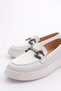 Women's Buckle Laser Loafer Shoes White 5332678 - 4
