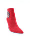 Colorful Beaded Ring Buckle Women's Heeled Boots Red 6849535 - 2