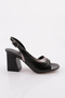 Black Women's Heeled Sandals with Thick Straps - Opening 94521033