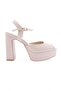 Women's Ankle Strap Thick Sole Heeled Shoes Beige Melange 523285