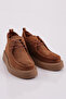 Women's Front Elastic Stitching Detailed Thick Sole Ankle Boots Brown Suede Genuine Leather 33613883 - 2