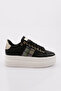 Women's Thick Sole Silver Stone Sneakers Shoes Black-White 15299723118