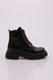 22600-22K Women's Lace-Up Zippered Thick Sole Boots Black Patent Leather Genuine Leather