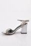 Women's Silver Stone Twisted Heeled Sandals Silver Opening 91721033 - 3