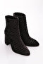 9051 Women's Heeled Boots Black Velvet - 2
