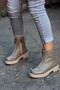 (Island) Genuine Leather Zipper Detailed Non-Slip Sole Rubber Boots Vizon Flotter