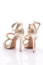 Women's Stone Embroidered Long Heeled Shoes Gold Mirror 21463327 - 3